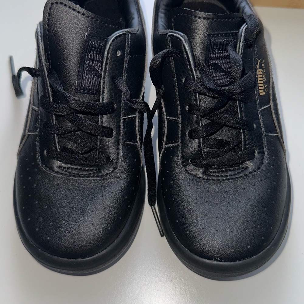 Puma Kids Black Leather Sneakers